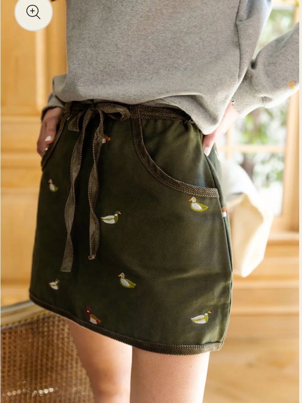 Cadets Campus Mini Skirt. Green with embroidered ducks. Size S. New with tags.